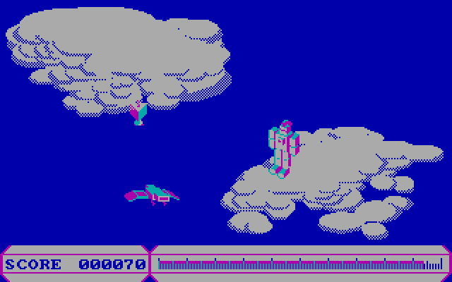 Cyber Cop IBM PC/Compatibles Screenshot: A few opponents appear up in the clouds...