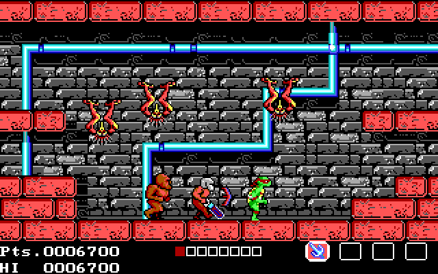 Teenage Mutant Ninja Turtles IBM PC/Compatibles Screenshot: Lots of deadly enemies in pursuit!