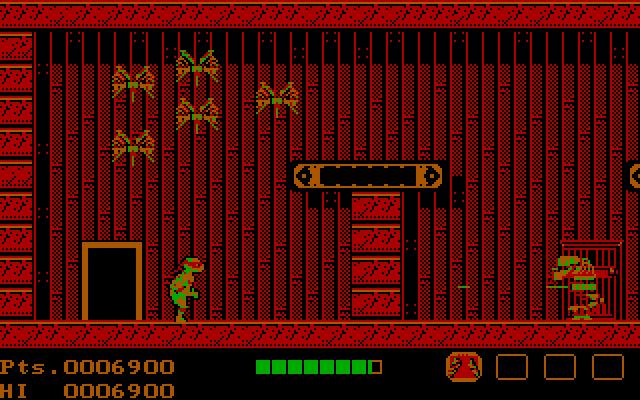 Teenage Mutant Ninja Turtles IBM PC/Compatibles Screenshot: It's dangerous here, act quick!