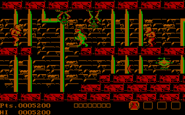 Teenage Mutant Ninja Turtles IBM PC/Compatibles Screenshot: Numerous enemies attack here!