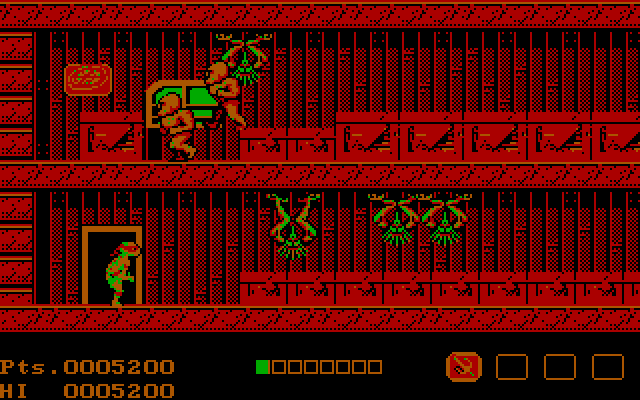 Teenage Mutant Ninja Turtles IBM PC/Compatibles Screenshot: Exploring what appears to be a warehouse.