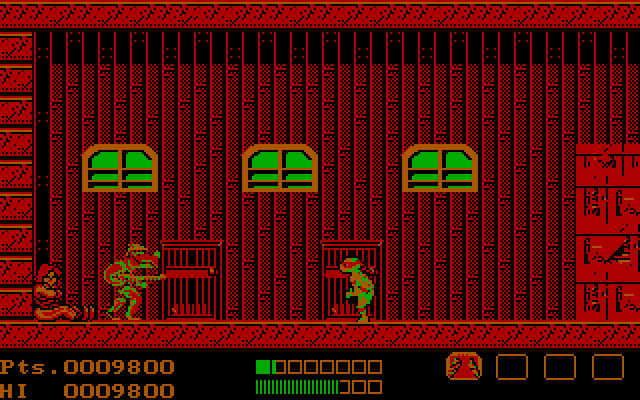 Teenage Mutant Ninja Turtles IBM PC/Compatibles Screenshot: The first end of level boss!