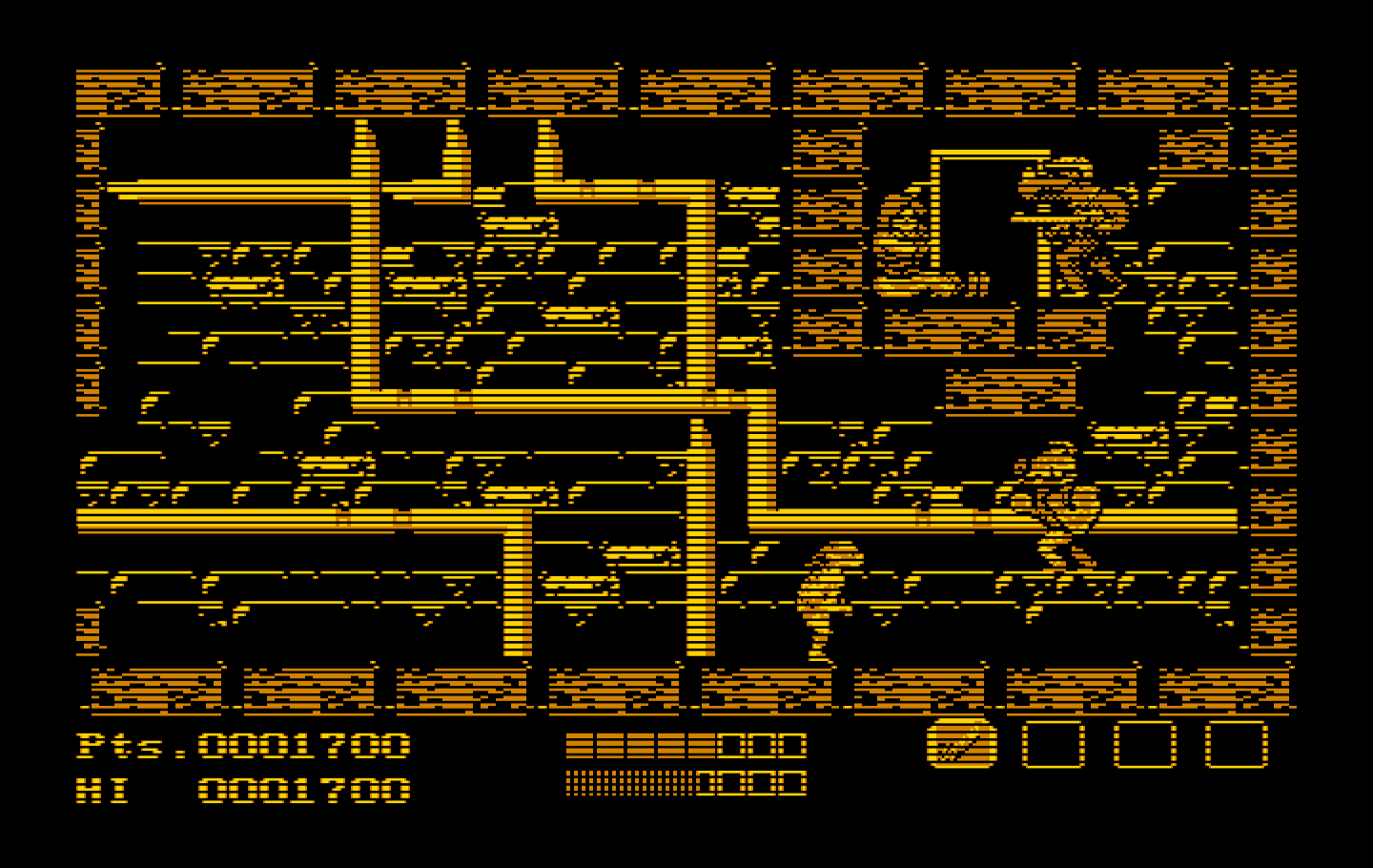 Teenage Mutant Ninja Turtles IBM PC/Compatibles Screenshot: This jumping guy is quick, so be careful!