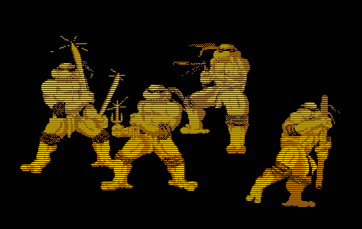 Teenage Mutant Ninja Turtles IBM PC/Compatibles Screenshot: All of our heros!