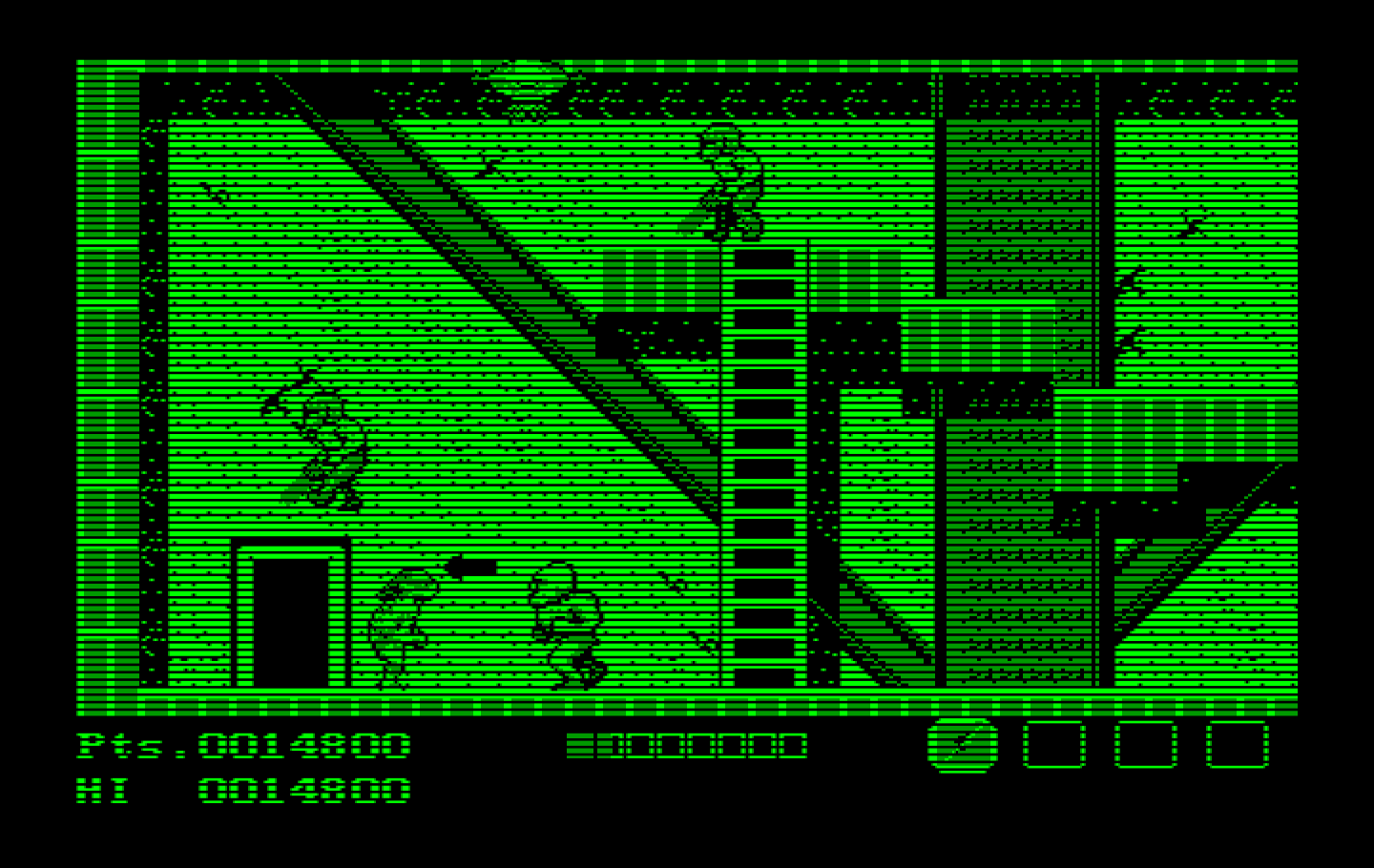 Teenage Mutant Ninja Turtles IBM PC/Compatibles Screenshot: Lots of bad guys appear quick here!
