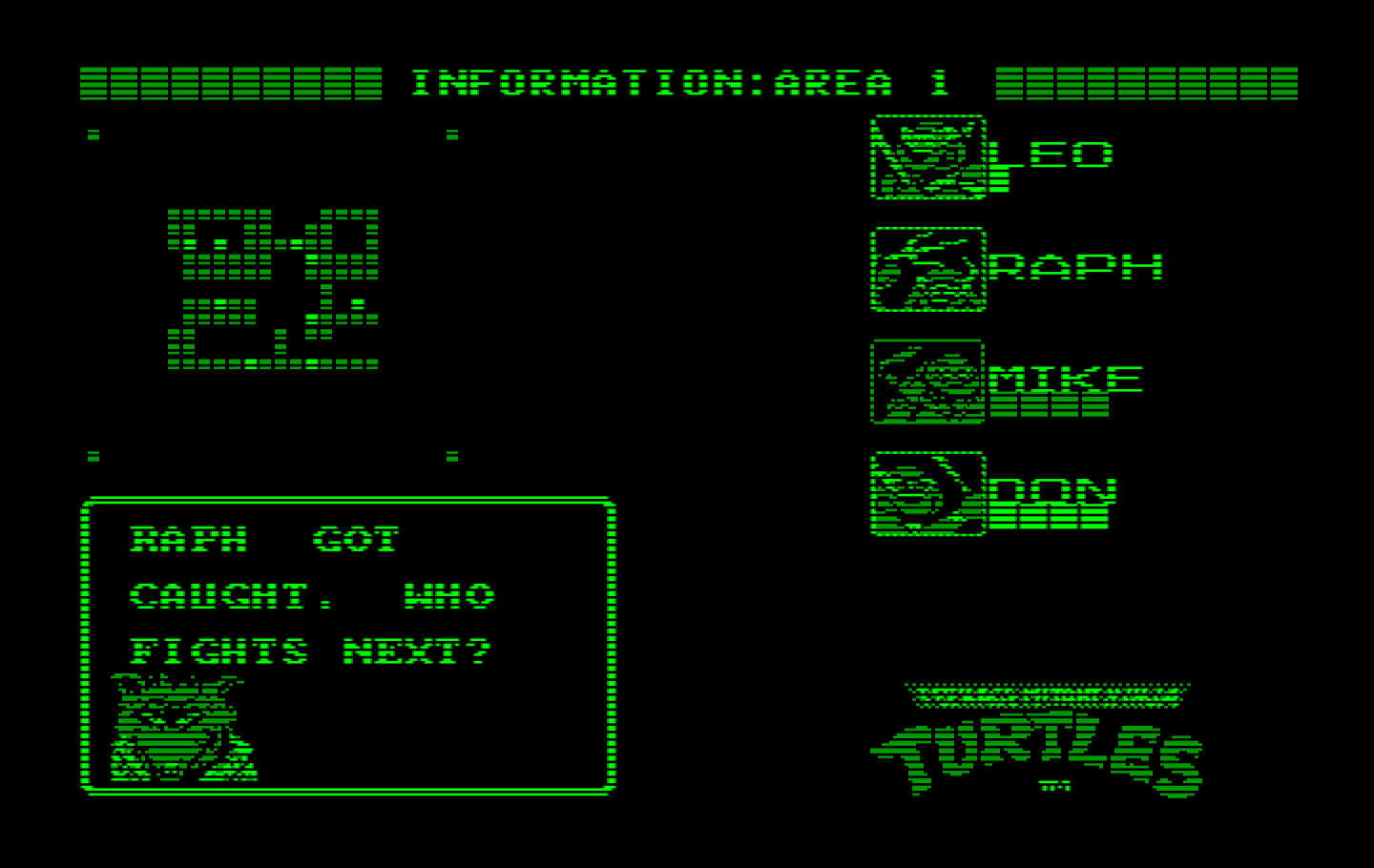 Teenage Mutant Ninja Turtles IBM PC/Compatibles Screenshot: Who's up next?