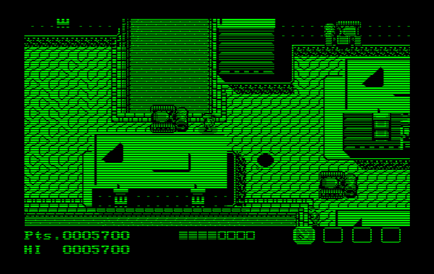 Teenage Mutant Ninja Turtles IBM PC/Compatibles Screenshot: Don't get run over by vehicles!