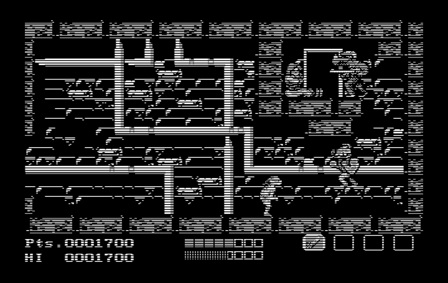Teenage Mutant Ninja Turtles IBM PC/Compatibles Screenshot: This jumping guy is quick, so be careful!