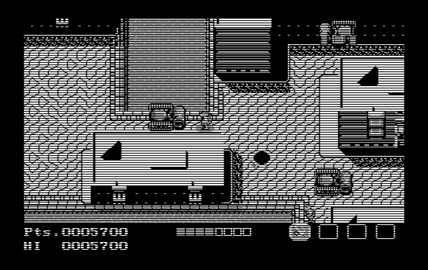 Teenage Mutant Ninja Turtles IBM PC/Compatibles Screenshot: Don't get run over by vehicles!