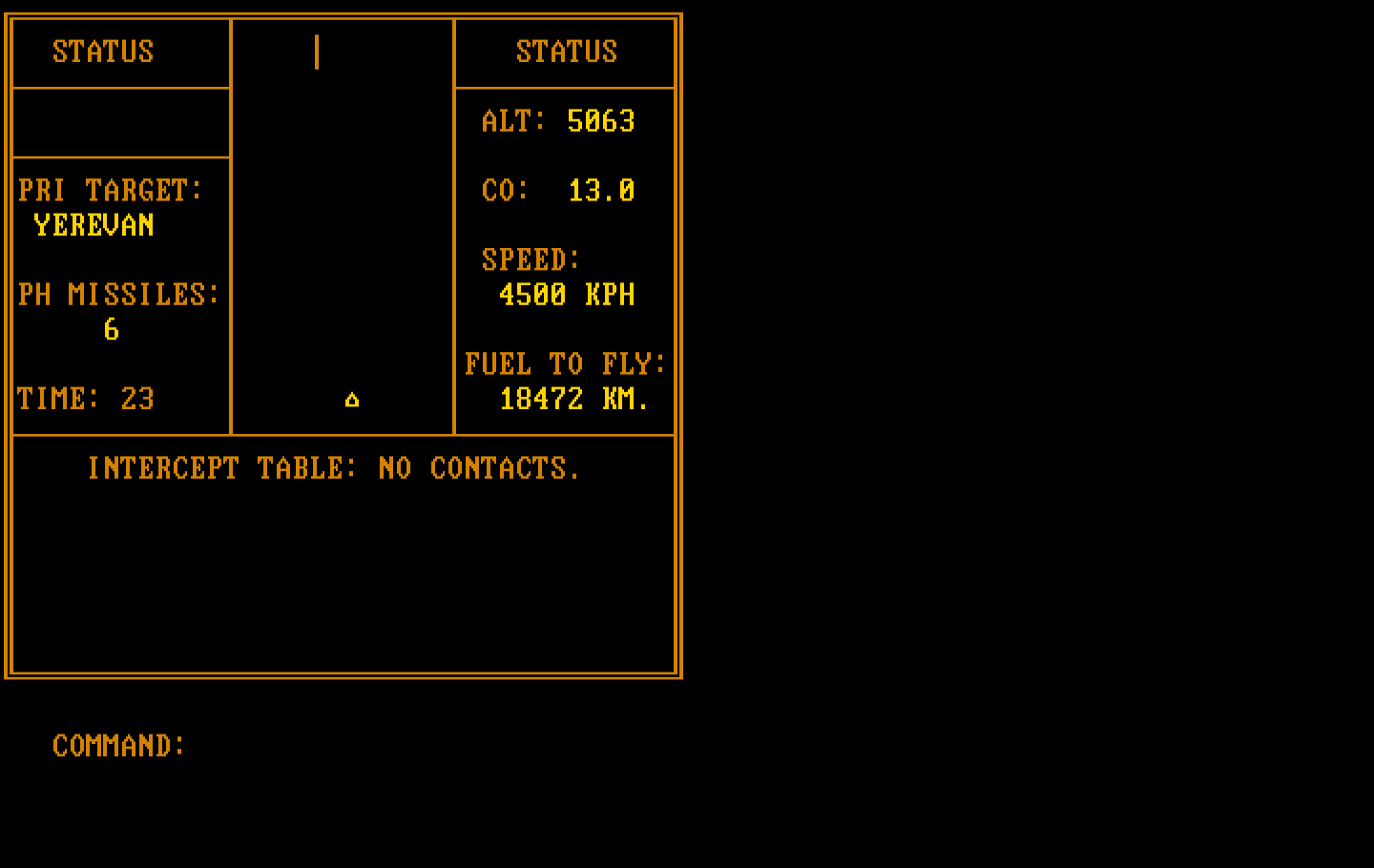 B-1 Nuclear Bomber IBM PC/Compatibles Screenshot: Enter a command...