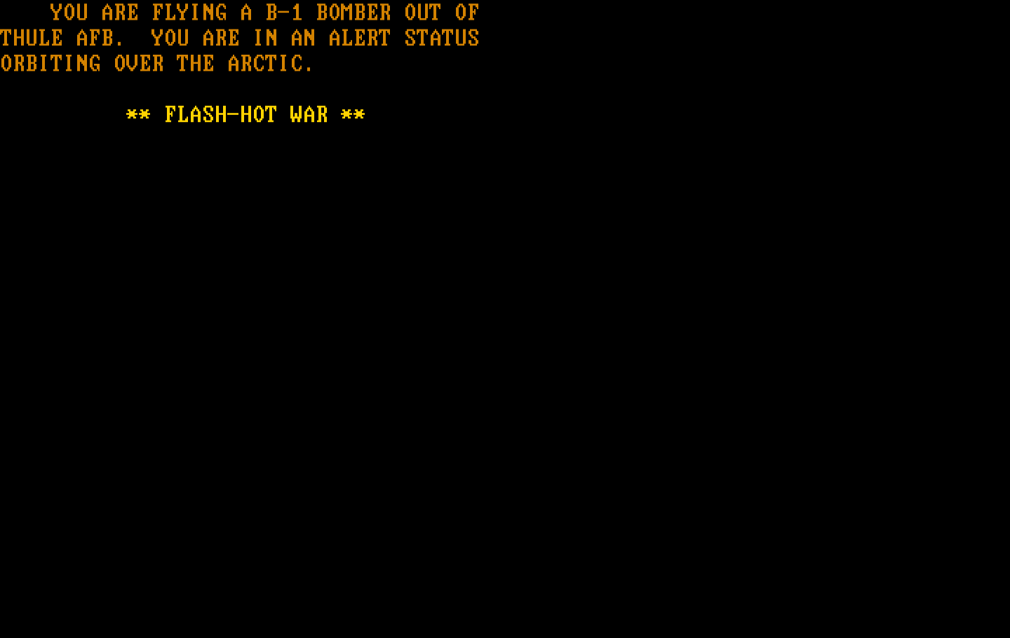 B-1 Nuclear Bomber IBM PC/Compatibles Screenshot: Game start.
