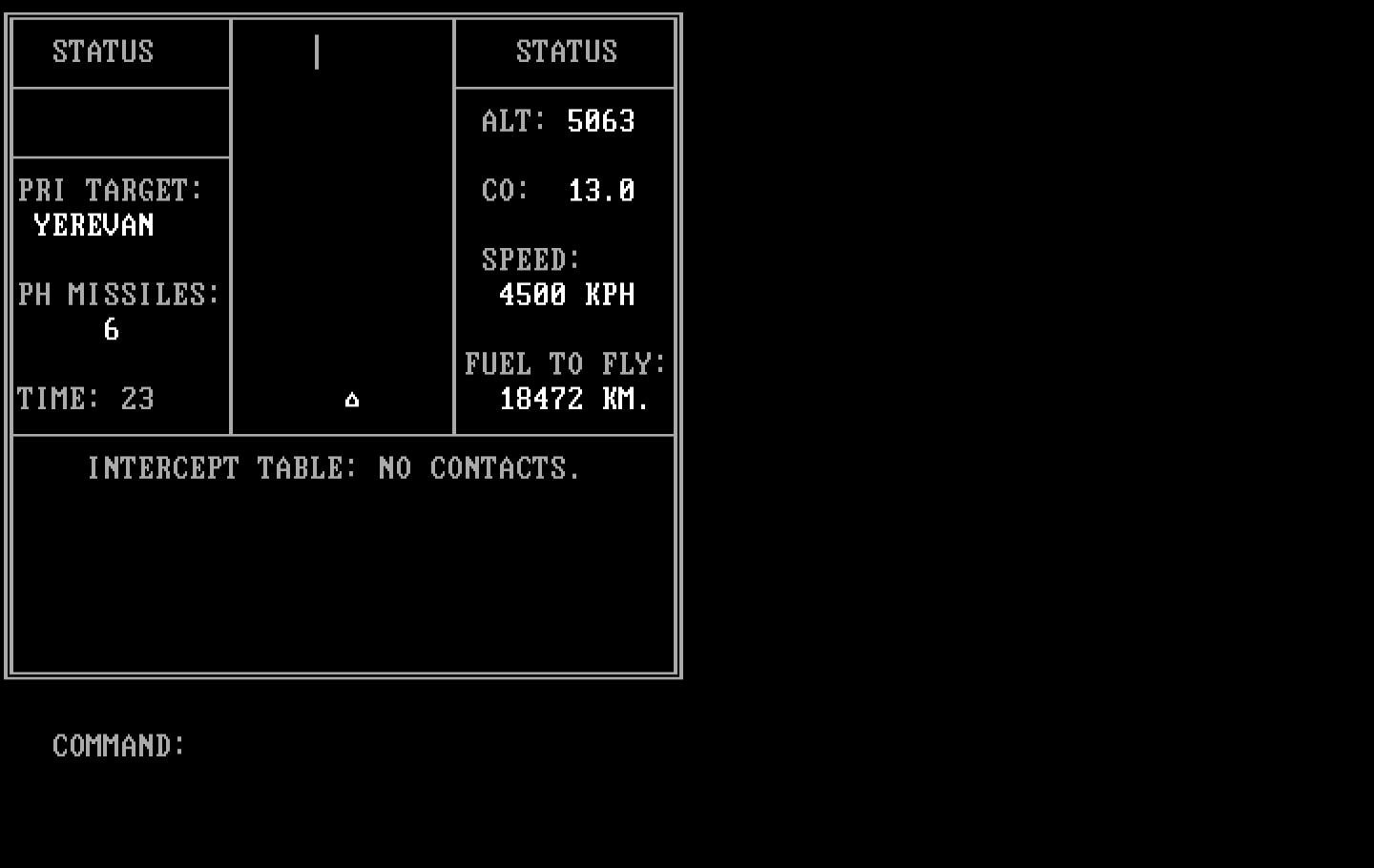 B-1 Nuclear Bomber IBM PC/Compatibles Screenshot: Enter a command...