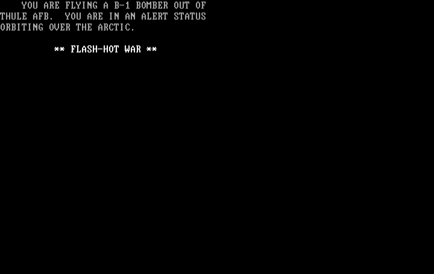 B-1 Nuclear Bomber IBM PC/Compatibles Screenshot: Game start.