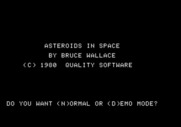 Asteroids in Space for Apple II - Title screen.
