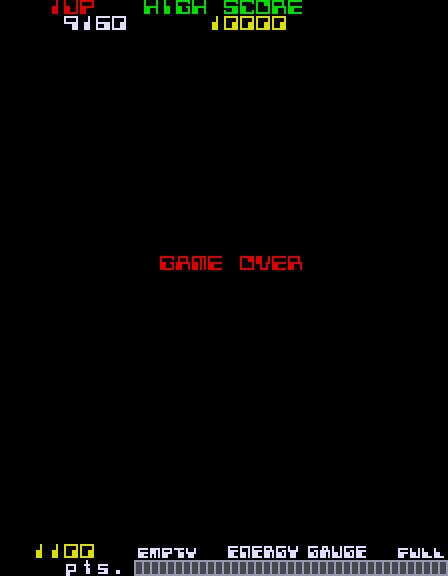 Grobda Arcade Screenshot: Game over.