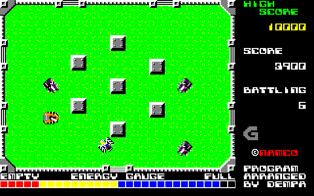 Grobda PC-8800 Series Screenshot: Battling 6; some tougher opponents begin to appear.