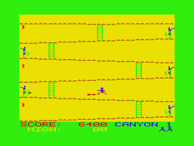 Canyon Climber PC-6000 Series Screenshot: Jump over the arrows fired at you.