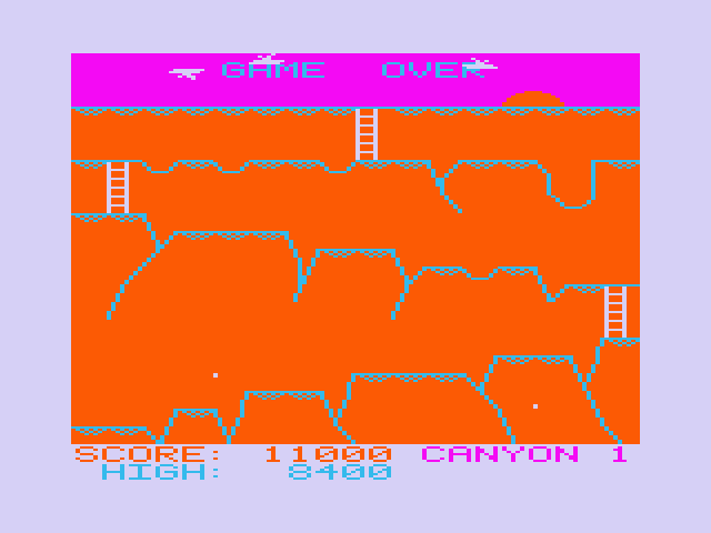 Canyon Climber PC-6000 Series Screenshot: Game over.