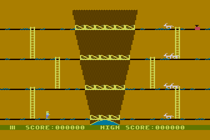 Canyon Climber Atari 8-bit Screenshot: Game start.