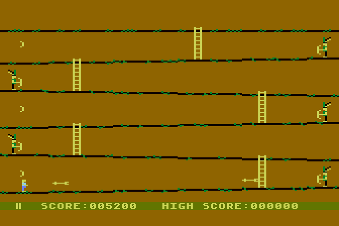 Canyon Climber Atari 8-bit Screenshot: Start of the second screen.
