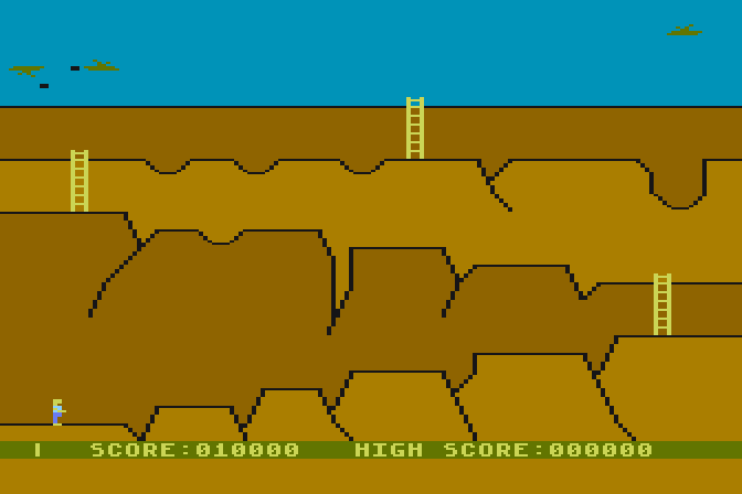 Canyon Climber Atari 8-bit Screenshot: Start of the third screen.
