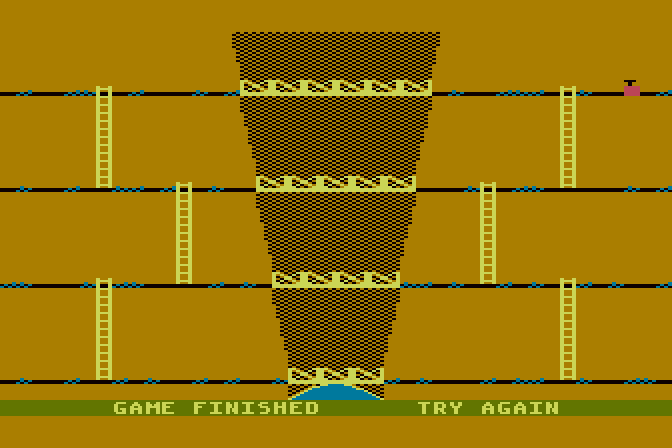 Canyon Climber Atari 8-bit Screenshot: Game over.
