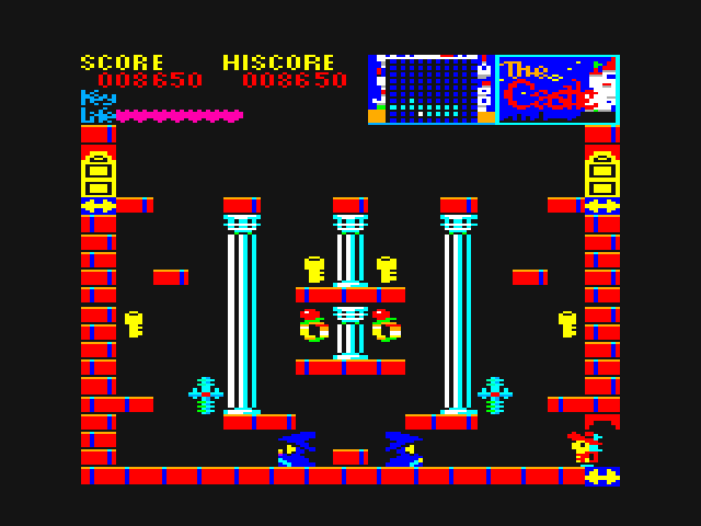 Castle, The PC-6000 Series Screenshot: Here's an opportunity to pick up some more keys if you can figure out how...
