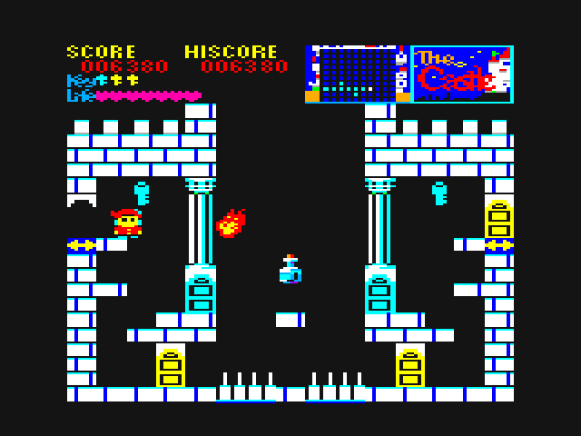 Castle, The PC-6000 Series Screenshot: Don't touch the fireballs!