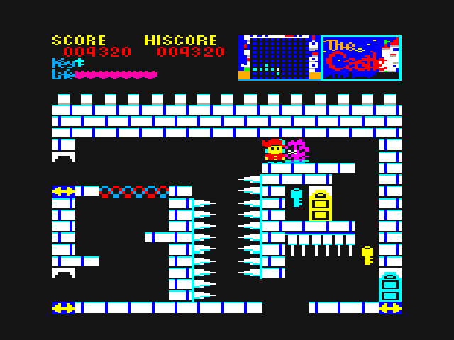 Castle, The PC-6000 Series Screenshot: Wait for these purple tentacles to disappear before you proceed!