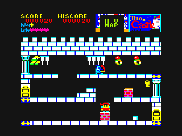 Castle, The PC-6000 Series Screenshot: Stand on blocks to reach new heights.