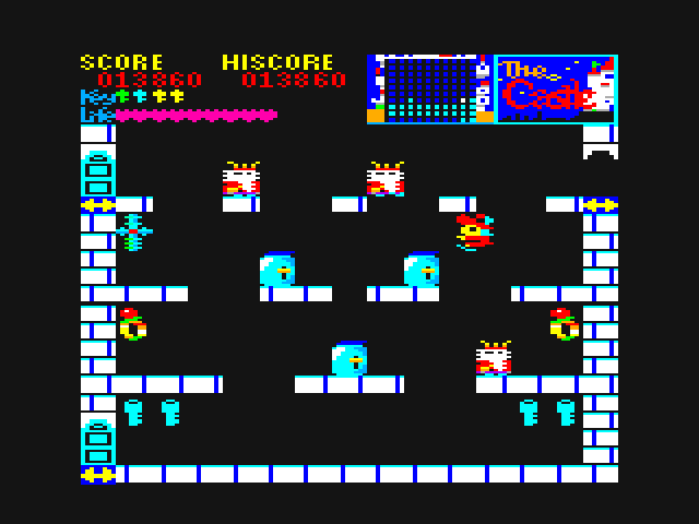 Castle, The PC-6000 Series Screenshot: Watch out for these guys chasing you!