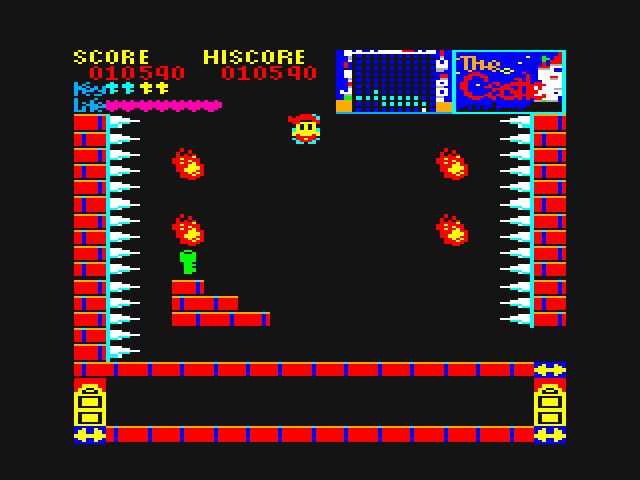 Castle, The PC-6000 Series Screenshot: I'm falling as fireballs close in!