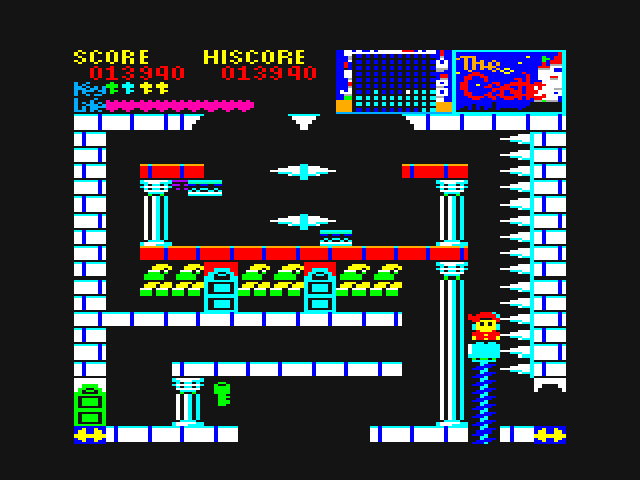 Castle, The PC-6000 Series Screenshot: Riding a moving platform up to the next level...