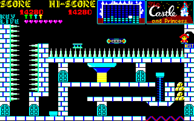 Castle, The PC-8800 Series Screenshot: A contraption filled room!