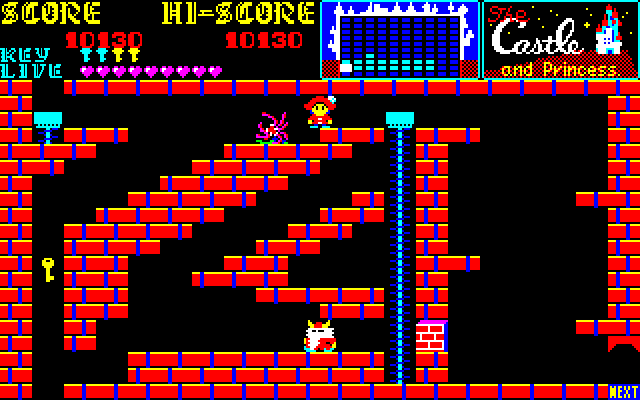 Castle, The PC-8800 Series Screenshot: Wait for the purple tentacle monsters to disappear before proceeding.