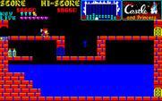 Castle, The for PC-8800 Series - Use the air canisters to swim through the water.