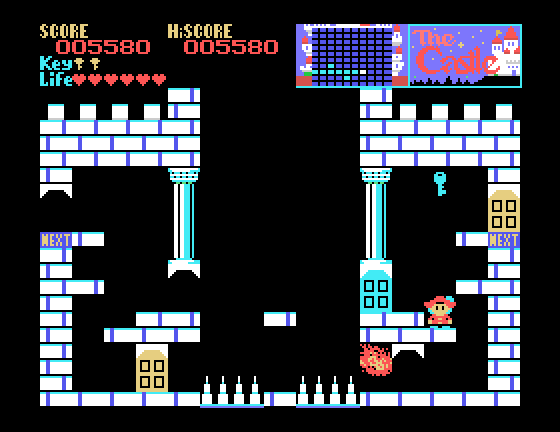 Castle, The Sega SG-1000 Screenshot: A fireball is chasing me!