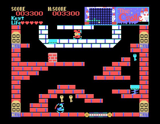 Castle, The Sega SG-1000 Screenshot: For now I need to exit this room back to the one I came from.