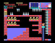 Castle, The for Sega SG-1000 - Riding a platform up to escape!