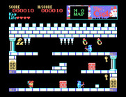 Castle, The for Sega SG-1000 - Push blocks to crush opponents and reach high platforms.