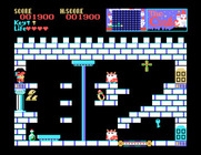 Castle, The for Sega SG-1000 - Moving platforms and multiple opponents make this room tricky.