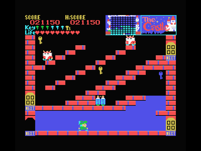 Castle, The MSX Screenshot: My air will run out soon, but luckily there's another tank!