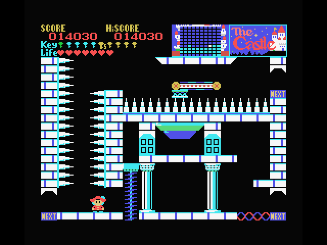 Castle, The MSX Screenshot: A contraption-filled room.
