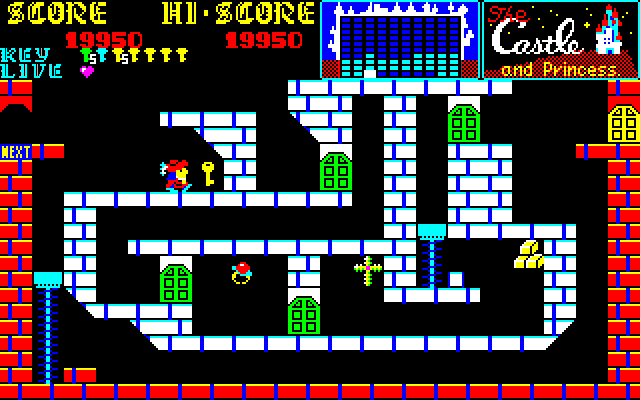 Castle, The Sharp X1 Screenshot: I'll need four green keys to make it past this screen.