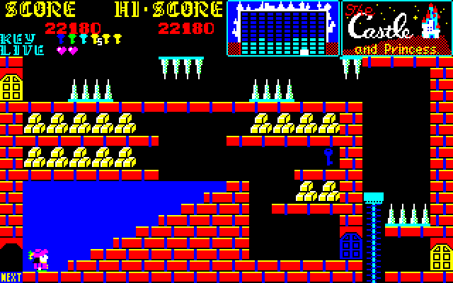 Castle, The Sharp X1 Screenshot: The end of the water area, and lots of treasures!