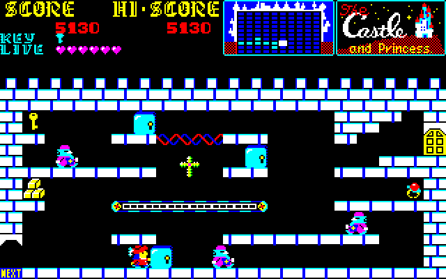 Castle, The Sharp X1 Screenshot: Push blocks into opponents to crush them.