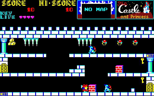 Castle, The Sharp X1 Screenshot: Push blocks around to crush enemies and jump to new platforms.