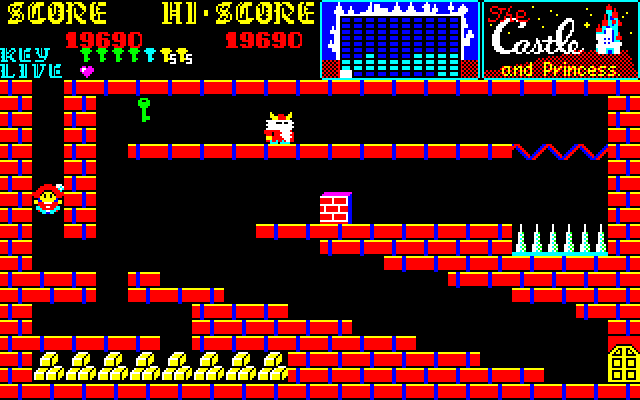 Castle, The Sharp X1 Screenshot: Falling into the next screen.