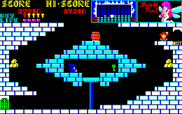 Castle, The Sharp X1 Screenshot: That green key will be tough to retrieve!