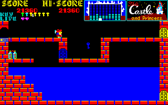 Castle, The Sharp X1 Screenshot: Grab the air tanks to swim through the water.